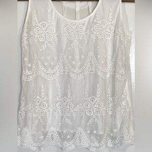 Miss Love Sleeveless Sheer Lace Tank Top Lined (M)